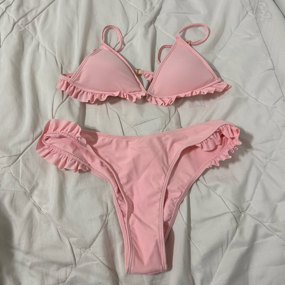 Pink Ruffled Bikini Set